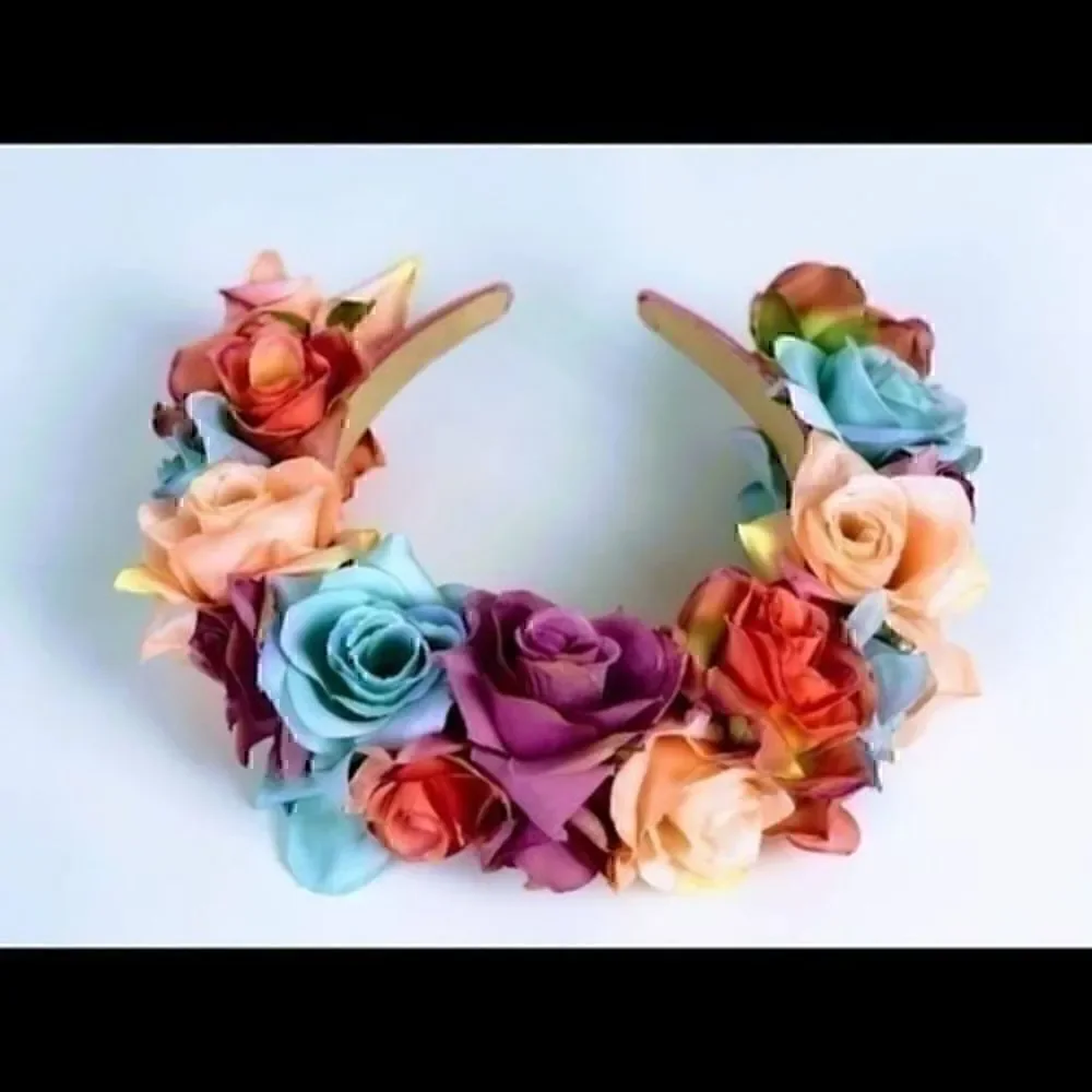 Stunning Handmade Colorful/Pastel Spring Rose Goddess Flower Crown